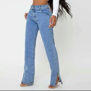 Slit denim jeans